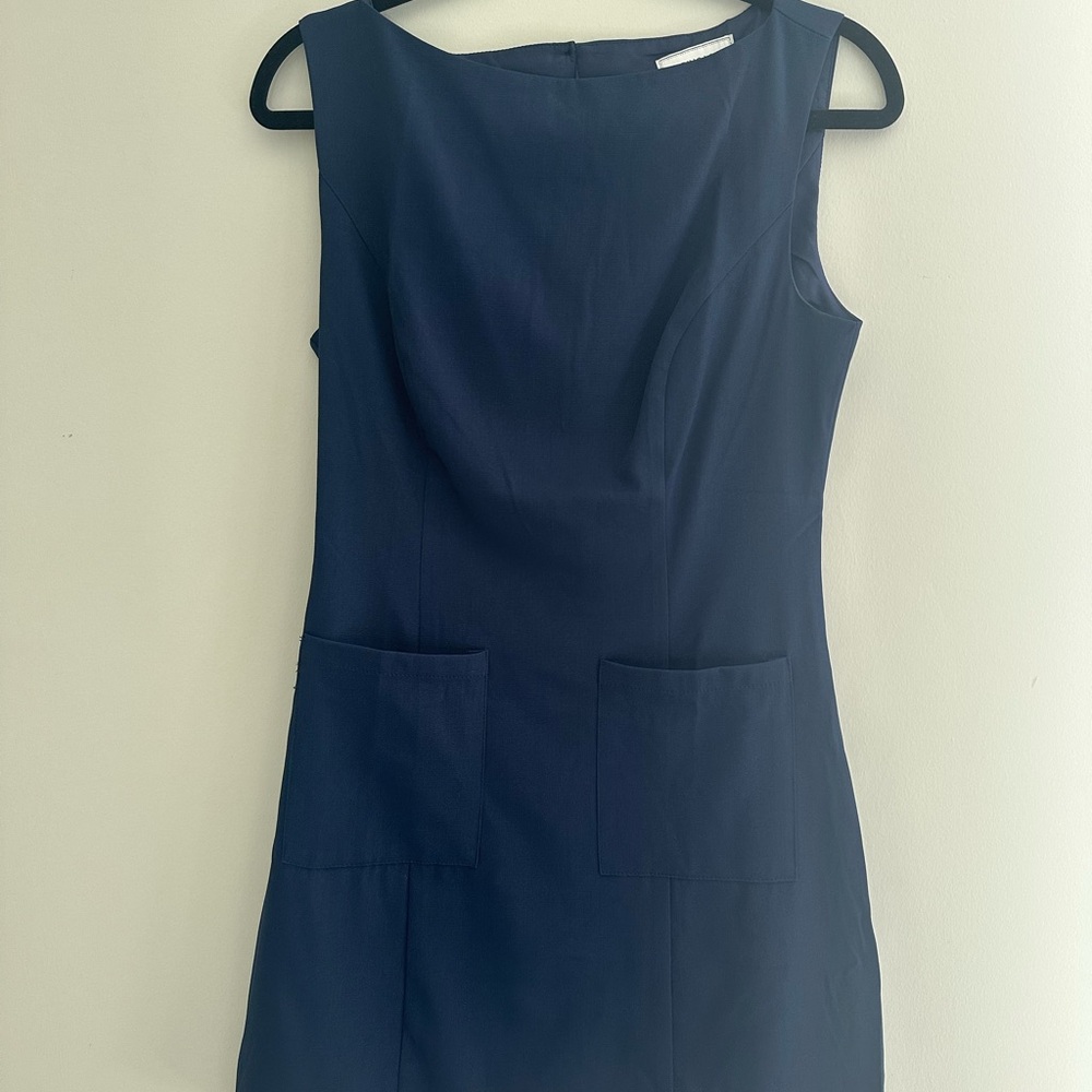 Navy Blue Mini Dress with Pockets